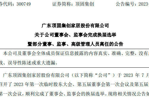 林新达卸任顶固集创董事长 辛兆龙接棒-叭楼楼市分享网
