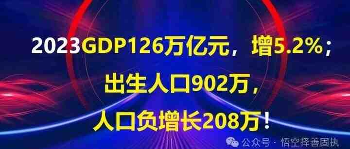 【速评】2023我国GDP为1260582亿元,增速5.2%;出生人口902万,人口负增长208万!-叭楼楼市分享网